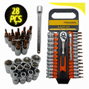 Kit Catraca Reversível 28 Peças com Soquetes e Bits AA040