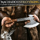 Machadinha Viking Artesanal Full Tang com Dupla Lâmina e Bainha — 33 cm