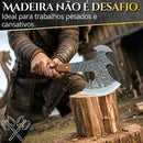 Machadinha Viking Artesanal Full Tang com Dupla Lâmina e Bainha — 33 cm
