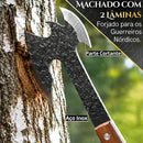 Machadinha Viking Artesanal Full Tang com Dupla Lâmina e Bainha — 33 cm