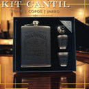 Kit Cantil de Bolso 8 oz em Couro com 2 Copos e Funil