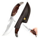 Faca Cassius 23cm Ponta Acentuada + Abridor Dorso Bainha Couro