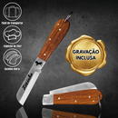 Canivete Pica Fumo Artesanal Aço Inox Cabo Madeira