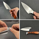 Faca Cozinha Lâmina Removível Cabo Madeira + Bainha Couro