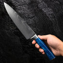 Faca Chef Brillat Damasco 8 Pol Cabo Resina Azul Premium