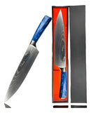 Faca Chef Brillat Damasco 8 Pol Cabo Resina Azul Premium