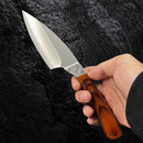 Faca Cozinha Lâmina Removível Cabo Madeira + Bainha Couro