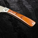 Faca Cozinha Lâmina Removível Cabo Madeira + Bainha Couro