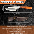 Faca Cozinha Lâmina Removível Cabo Madeira + Bainha Couro