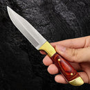 Mini Faca Fulltang 16cm Cabo Madeira + Bainha Couro