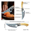 Faca Desossa Fenris Forjada Cabeça Lobo Aço + Bainha Couro