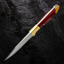 Mini Faca Fulltang 16cm Cabo Madeira + Bainha Couro