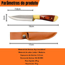 Mini Faca Fulltang 16cm Cabo Madeira + Bainha Couro