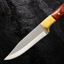 Mini Faca Fulltang 16cm Cabo Madeira + Bainha Couro