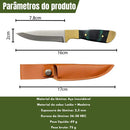 Mini Faca Fulltang 16cm Cabo Madeira + Bainha Couro