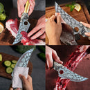 Faca Desossa Fenris Forjada Cabeça Lobo Aço + Bainha Couro