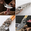 Faca Desossa Fenris Forjada Cabeça Lobo Aço + Bainha Couro