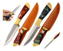 Mini Faca Fulltang 16cm Cabo Madeira + Bainha Couro