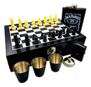 Kit Xadrez & Dama + Cantil 8oz + 3 Copos + Isqueiro