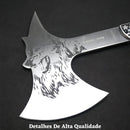 Machado Lobo Berserker Aço Afiado com Bainha