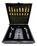 Kit Xadrez & Dama + Cantil 8oz + 3 Copos + Isqueiro