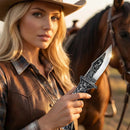 Canivete Super Luxo Cavalos Aço Inox Bainha Alto Padrão