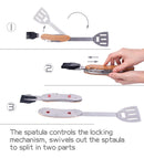 Kit Churrasco Inox 5 em 1 Utensílios Dobráveis