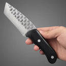 Faca 20cm Inox Cabo Madeira + Bainha Couro Preto