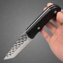 Faca 20cm Inox Cabo Madeira + Bainha Couro Preto