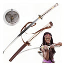 Katana Michonne The Walking Dead Réplica Cosplay Aço + Bainha e Suporte