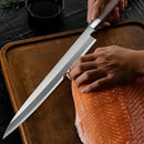 Faca Sashimi Sushi Destro Aço Inox 27cm Profissional Japonesa Cabo Madeira