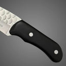 Faca 20cm Inox Cabo Madeira + Bainha Couro Preto