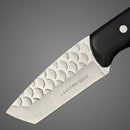 Faca 20cm Inox Cabo Madeira + Bainha Couro Preto