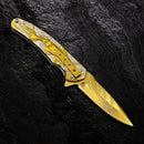 Canivete 21cm Dobrável Saque Rápido Dourado