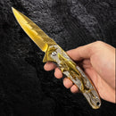 Canivete 21cm Dobrável Saque Rápido Dourado