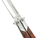 Canivete Borboleta Aço Inox Cabo Madeira 22,5cm Treino e Coleção