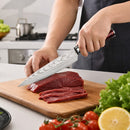 Faca Chef Ruby Damasco Aço Inox 3CR13MOV Cabo Resina Colorida Profissional