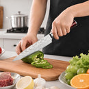 Faca Chef Ruby Damasco Aço Inox 3CR13MOV Cabo Resina Colorida Profissional