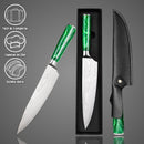Faca Chef Jade Aço Inox Damasco Resina Colorida Profissional
