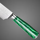 Faca Chef Jade Aço Inox Damasco Resina Colorida Profissional