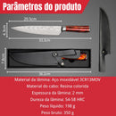 Faca Chef Ruby Damasco Aço Inox 3CR13MOV Cabo Resina Colorida Profissional