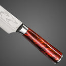 Faca Chef Ruby Damasco Aço Inox 3CR13MOV Cabo Resina Colorida Profissional