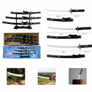 Kit com Três Katanas Decorativas com Suporte