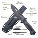 Faca Sobrevivência Crusoe Personalizada com Pederneira + Bússola