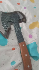 Machadinha Viking Artesanal Full Tang com Dupla Lâmina e Bainha — 33 cm